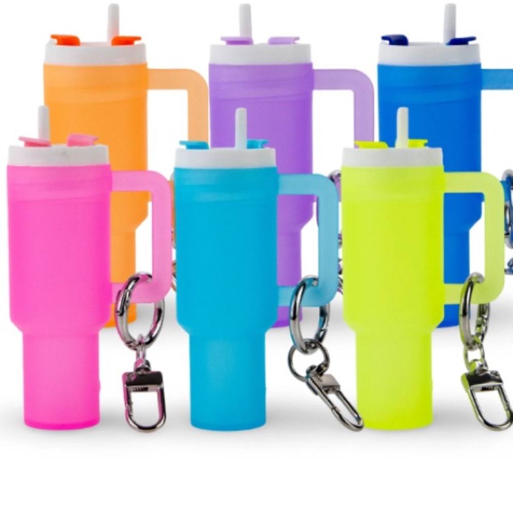 Your choice of ONE - Glow in the Dark Mini Tumbler Key-Chain with Removable Lid